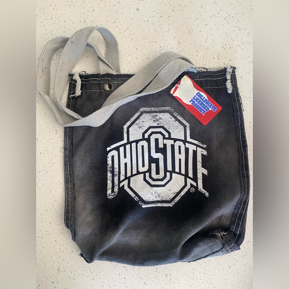 Ohio State Black Denim Tote Bag 
Size: 14.5”W x 14.5”H x 4”D